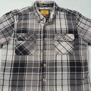 FLANNEL SHIRT Outdoor Life Mens LARGE Western FLAP POCKETS GRAY